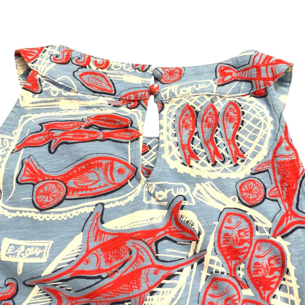 Talbots Womens Nantucket Slub Halter Midi Dress Large FISH MARKET Halter Shift - Picture 12 of 14
